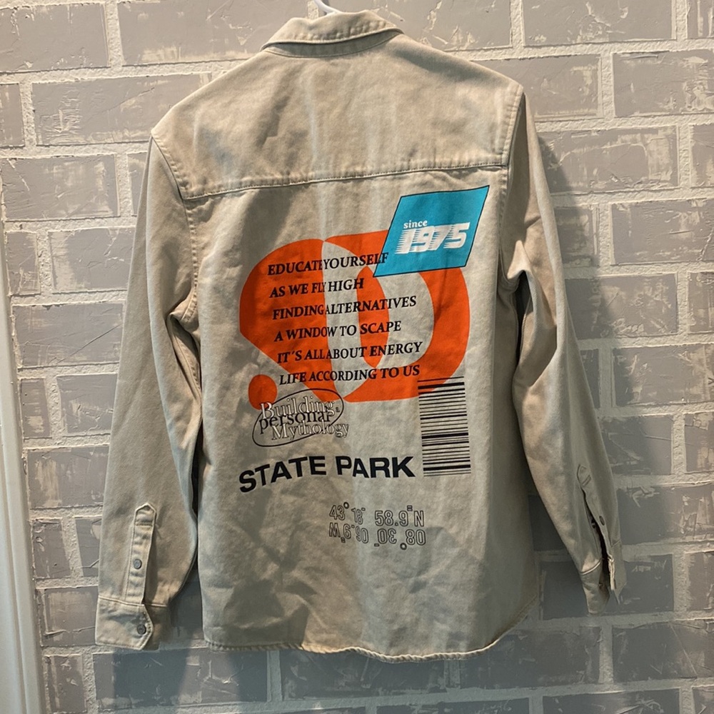 ZARA Denim Cream Jacket Relaxed Fit Small